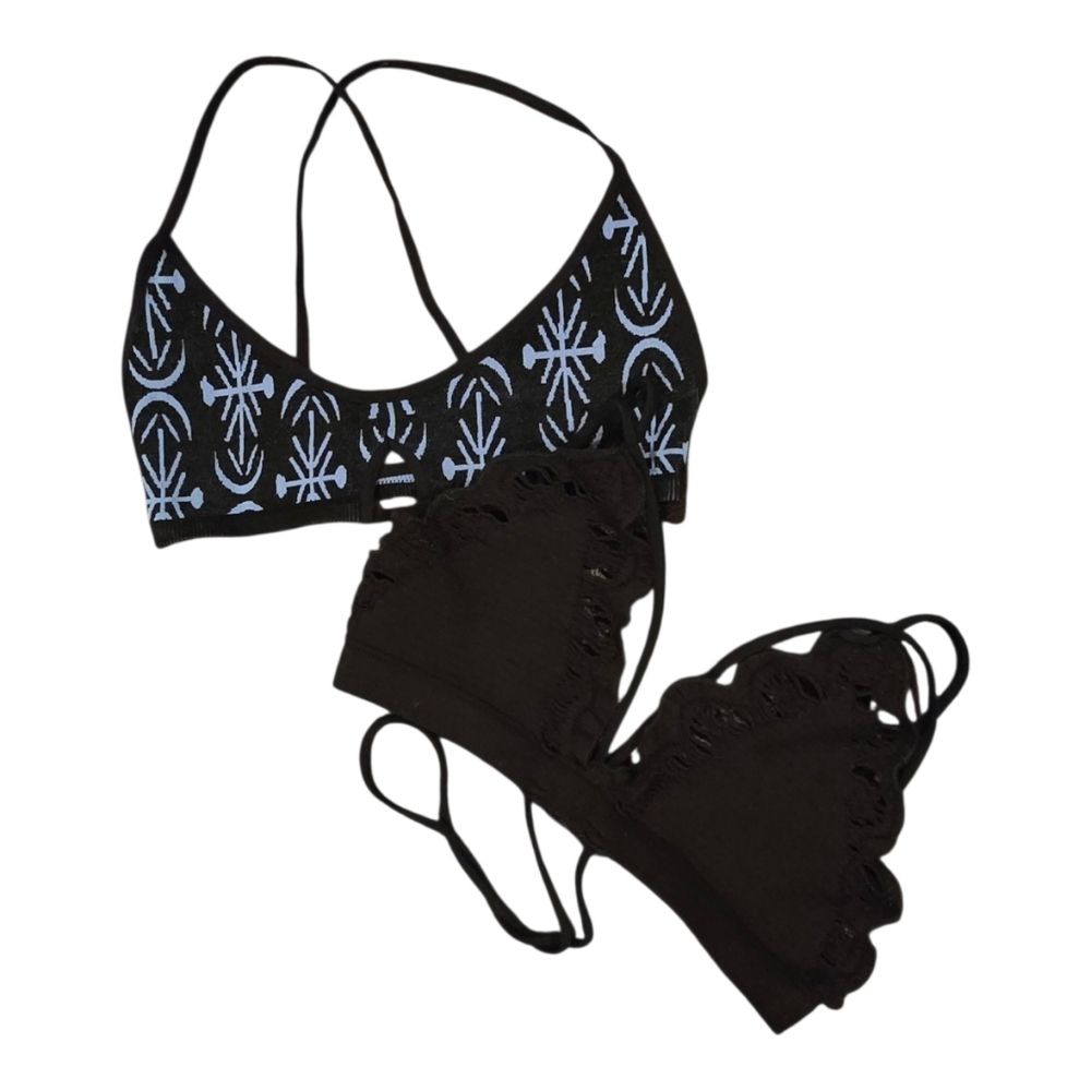 FP Movement BUNDLE Black and White Bra And Black Lacy Bra. Size XS.